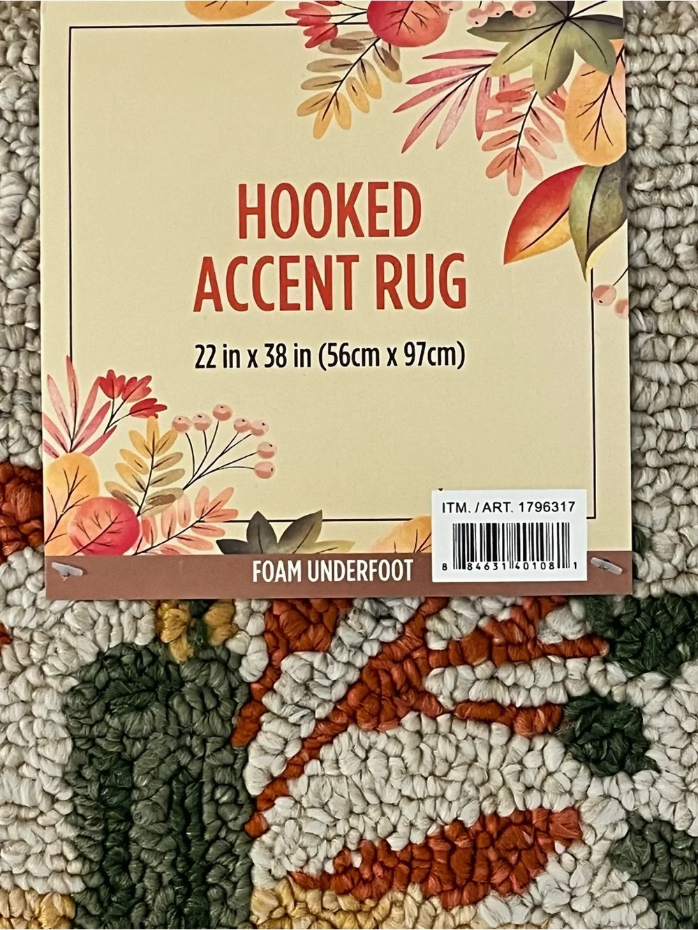 🆕- Fall Harvest Hand Hooked Pumpkin Accent Rug, 22